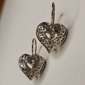 Intricate Sterling Silver Heart Earrings